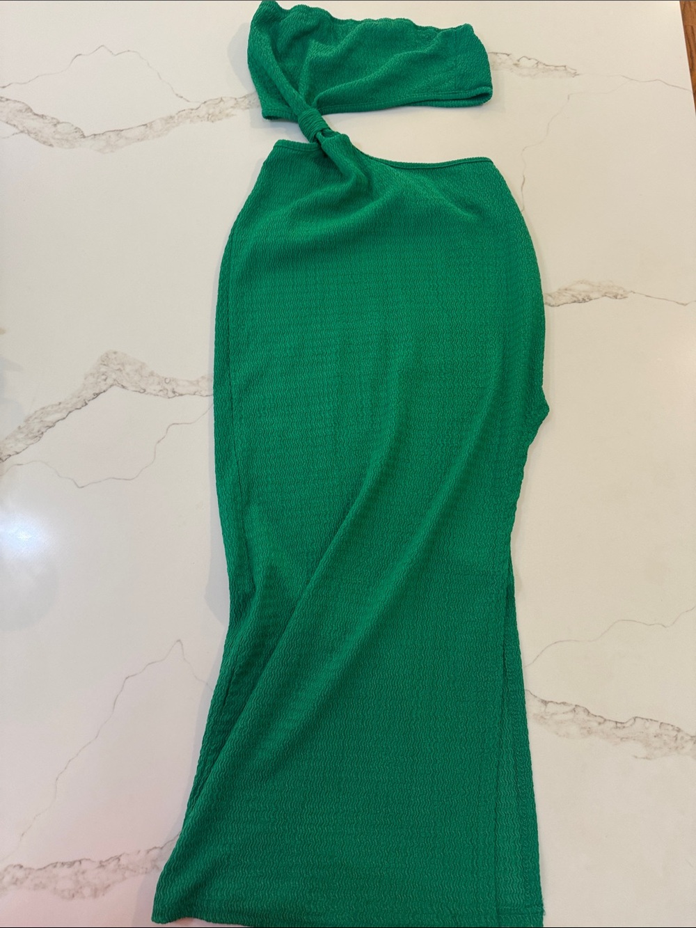 SHEIN Green One-Shoulder Cutout Midi Dress